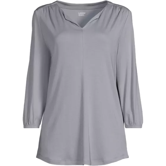 School Uniform Women's Supima Micro Modal 3/4 Sleeve Split Neck Tunic - primary