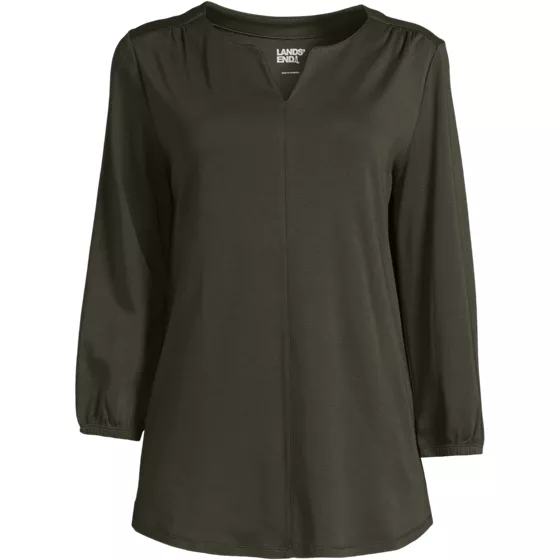 Women's Supima Micro Modal 3/4 Sleeve Split Neck Tunic - primary