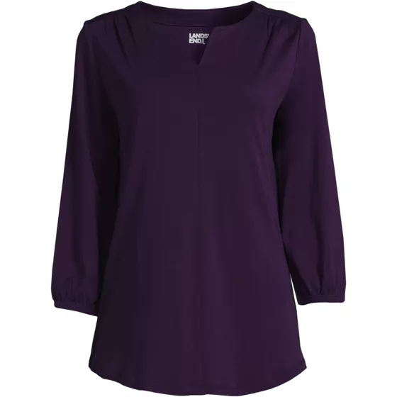 Women's Supima Micro Modal 3/4 Sleeve Split Neck Tunic - primary