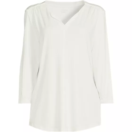 Women's Supima Micro Modal 3/4 Sleeve Split Neck Tunic - primary