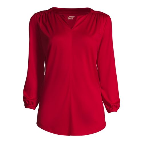 Women's Supima Micro Modal Three Quarter Sleeve Split Neck Tunic