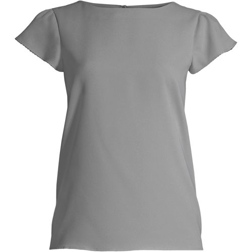 Women's Short Sleeve Crepe Tulip Sleeve Blouse