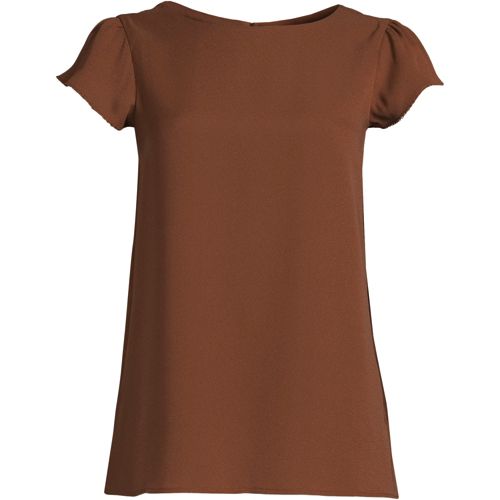 Leaf Print Notch Neck Top - Brown, Online Ladies Office Wear