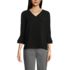 Women's Petite 3/4 Flutter Sleeve Crepe Blouse, Front