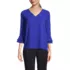 Women's Petite 3/4 Flutter Sleeve Crepe Blouse, Front