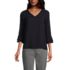 Women's Petite 3/4 Flutter Sleeve Crepe Blouse, Front