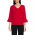 Women's Petite 3/4 Flutter Sleeve Crepe Blouse, Front