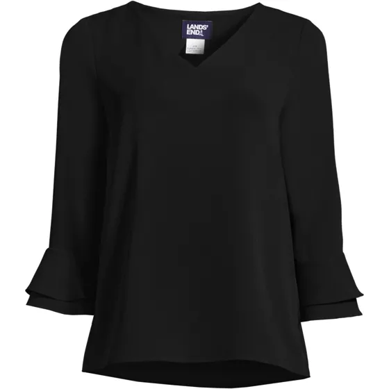 Women's 3/4 Flutter Sleeve Crepe Blouse - primary