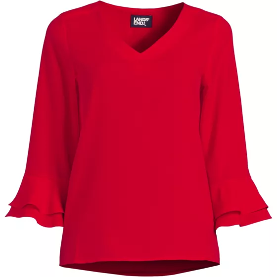 Women's 3/4 Flutter Sleeve Crepe Blouse - primary
