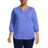 Women's Plus Size Supima Micro Modal 3/4 Sleeve Split Neck Tunic, Front