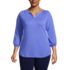 Women's Plus Size Supima Micro Modal 3/4 Sleeve Split Neck Tunic, Front