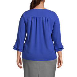 Women's Plus Size 3/4 Flutter Sleeve Crepe Blouse Women's Plus Size 3/4 Flutter Sleeve Crepe Blouse