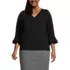 Women's Plus Size 3/4 Flutter Sleeve Crepe Blouse, Front