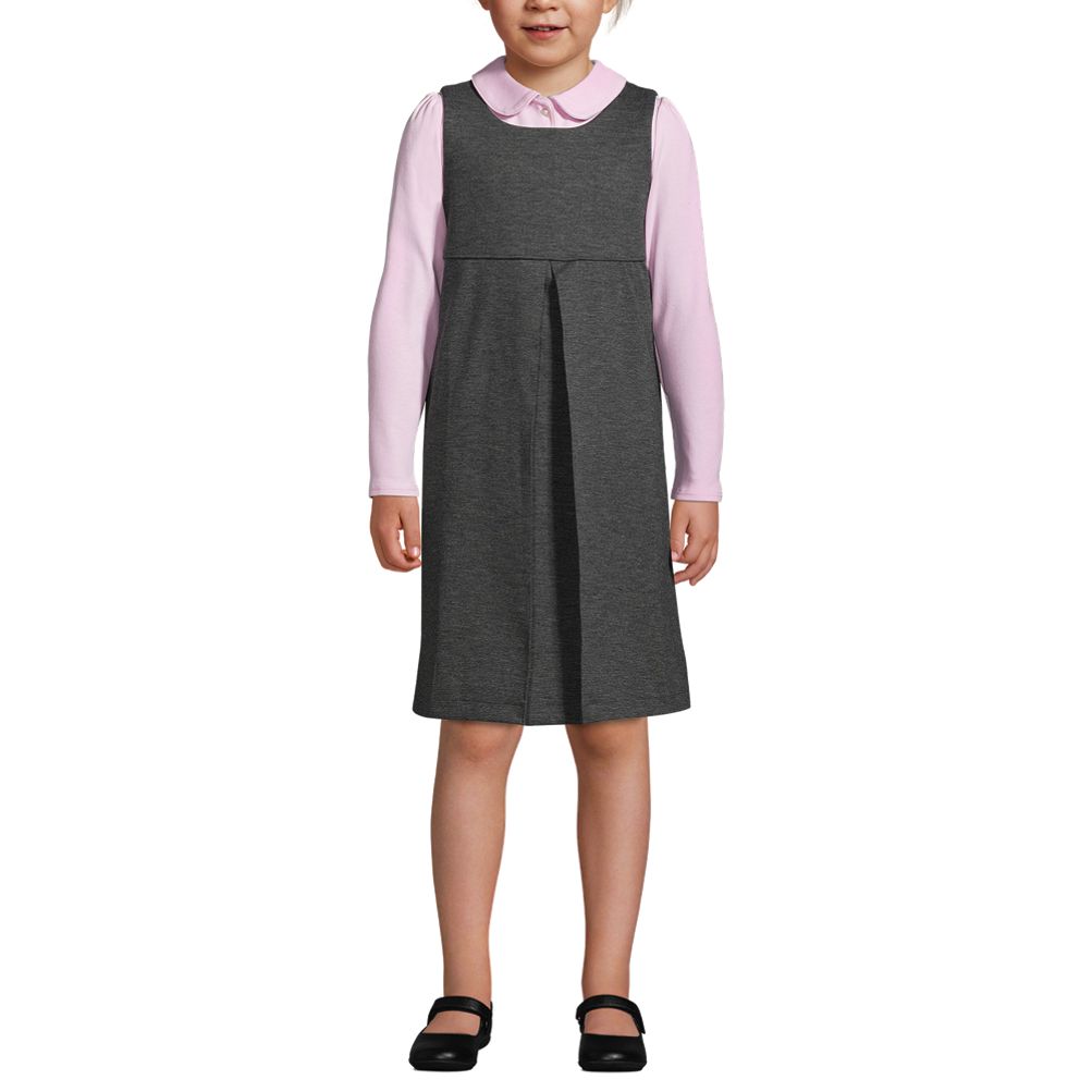 School Uniform Girls Ponte Pleat Jumper Top of Knee Lands' End