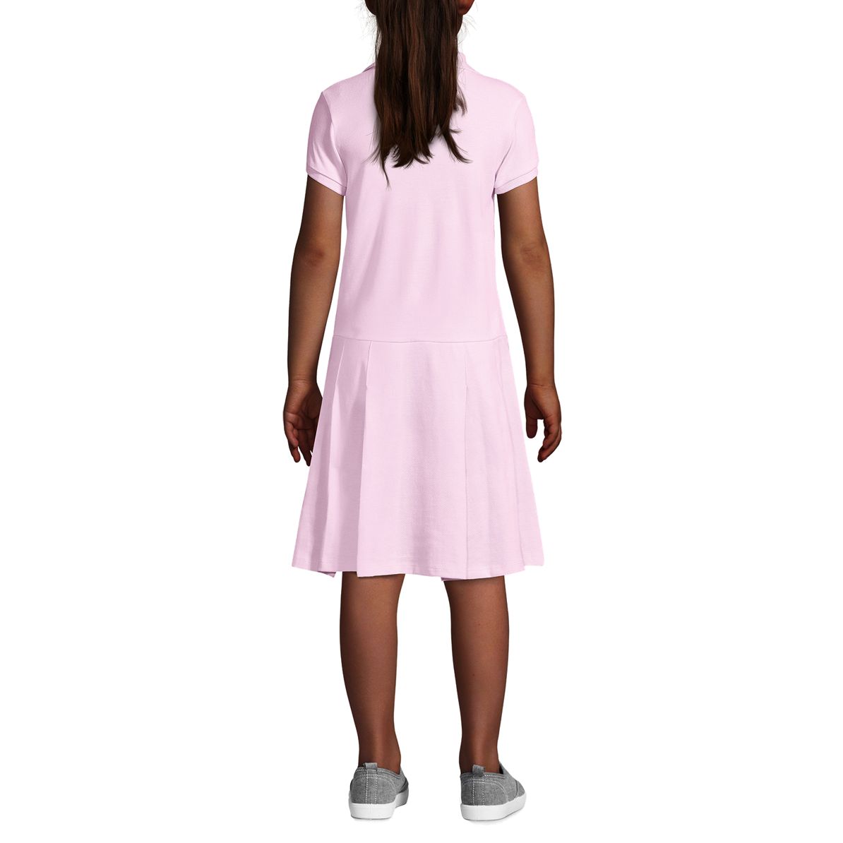 School Uniform Girls Short Sleeve Mesh Polo Dress at the Knee