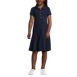 Girls Short Sleeve Mesh Polo Dress at the Knee, Front