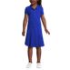 Girls Short Sleeve Mesh Polo Dress at the Knee, Front