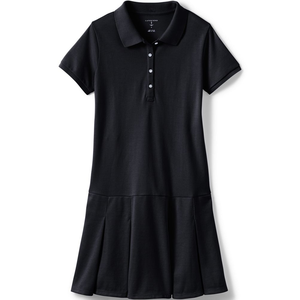 Girls Short Sleeve Mesh Polo Dress at the Knee