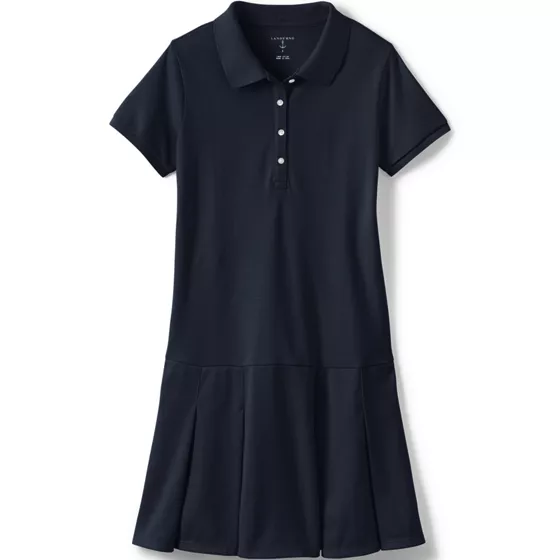 School Uniform Girls Short Sleeve Mesh Polo Dress at the Knee - primary