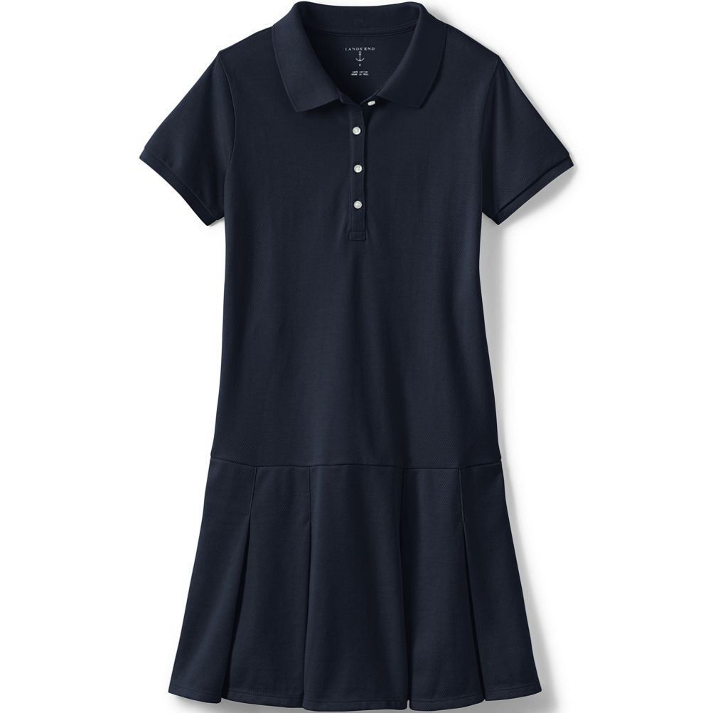 School Uniform Girls Short Sleeve Mesh Polo Dress at the Knee | Lands' End