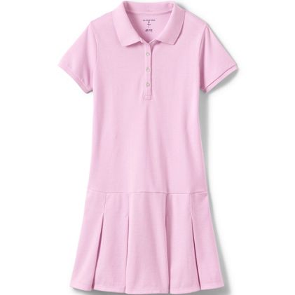Girls Short Sleeve Mesh Polo Dress at the Knee - primary