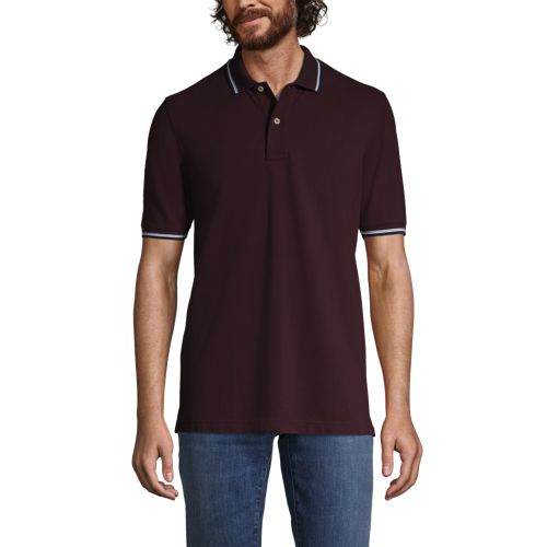 Men's Tipped Stretch Piqué Polo Shirt, Traditional Fit