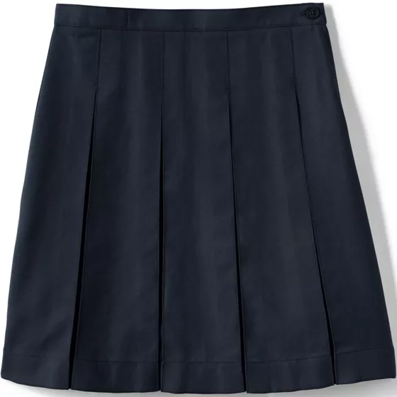 Girls Solid Box Pleat Skirt Below the Knee - primary
