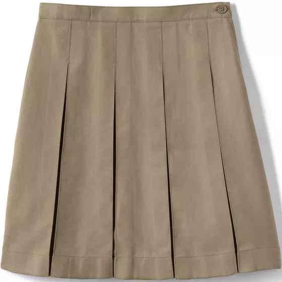 Girls Solid Box Pleat Skirt Below the Knee - primary