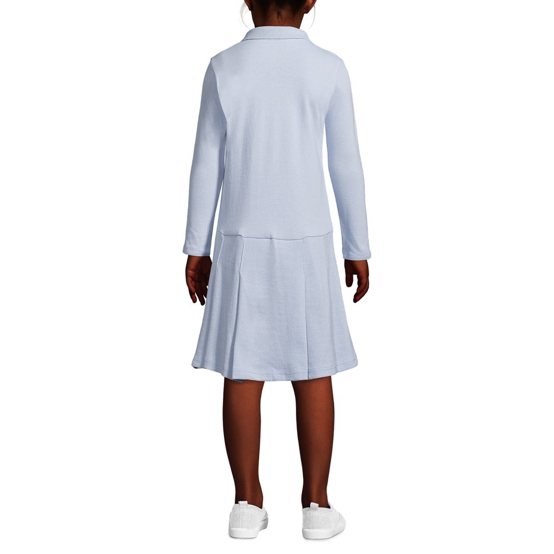 School Uniform Girls Long Sleeve Mesh Polo Dress at the Knee