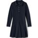 Girls Long Sleeve Mesh Polo Dress at the Knee, Front