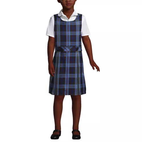 School Uniform Girls Plaid Jumper Top of Knee, Front