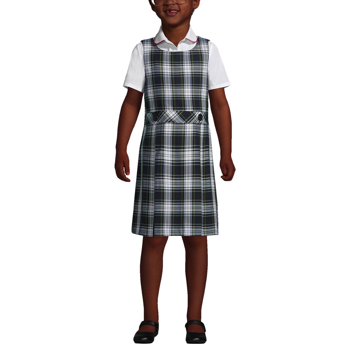 School Uniform Girls Plaid Jumper Top of Knee