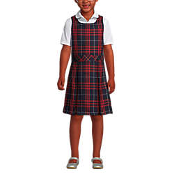 School Uniform Girls Plaid Jumper Top of Knee, Front