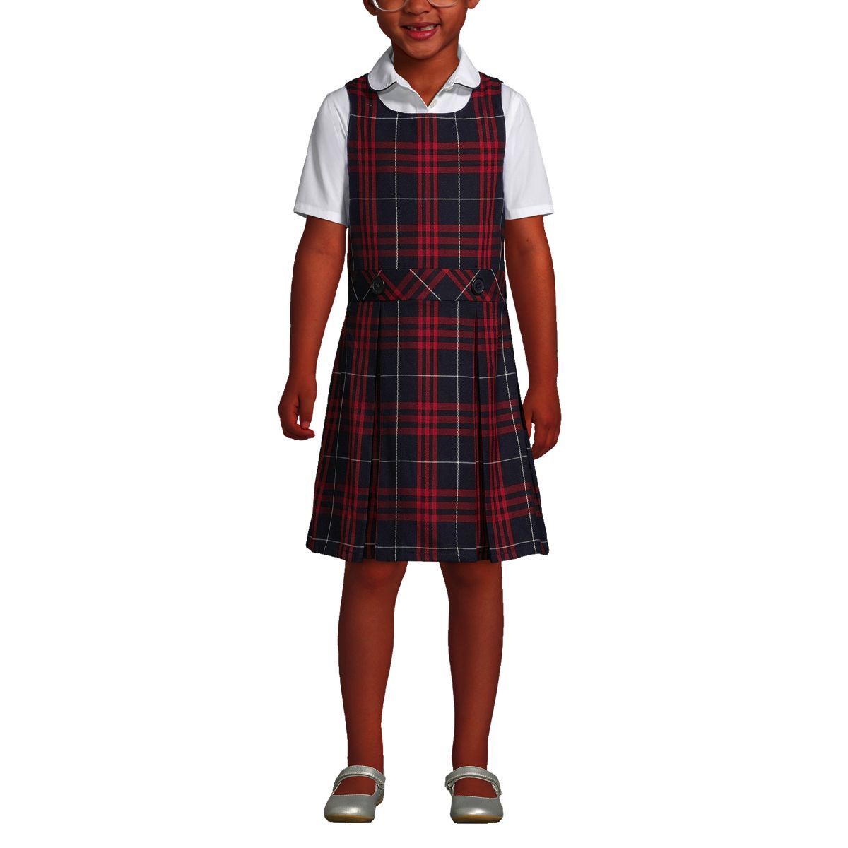 School Uniform Girls Plaid Jumper Top of Knee