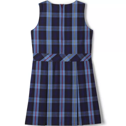 School Uniform Girls Plaid Jumper Top of Knee, Back