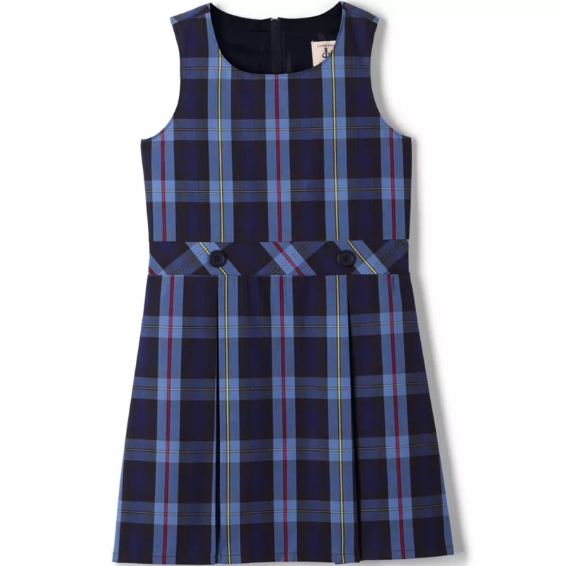 Girls Plaid Jumper Top of Knee, Front