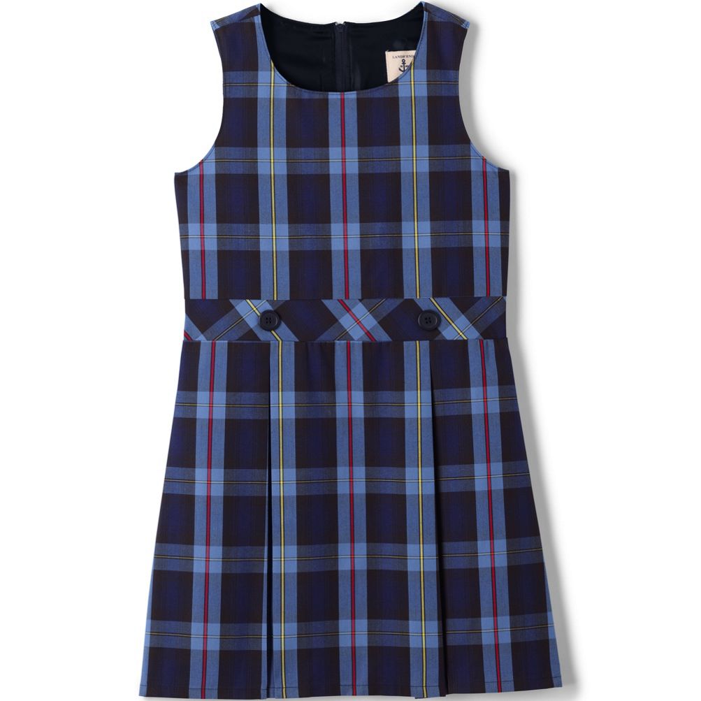 School Uniform Girls Plaid Jumper Top of Knee