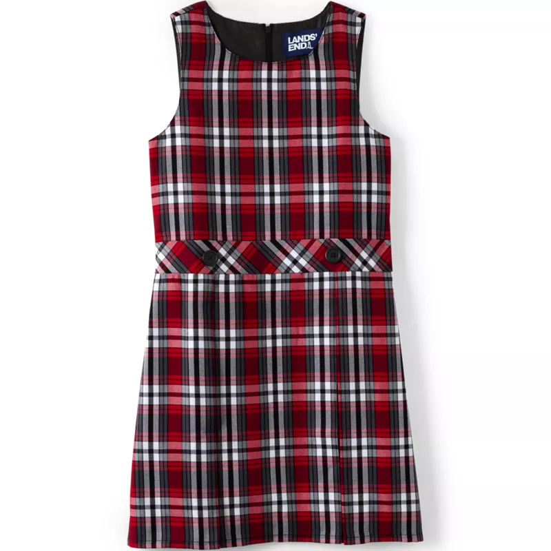 Girls Plaid Jumper Top of Knee, Front