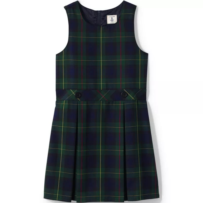 School Uniform Girls Plaid Jumper Top of Knee, Front