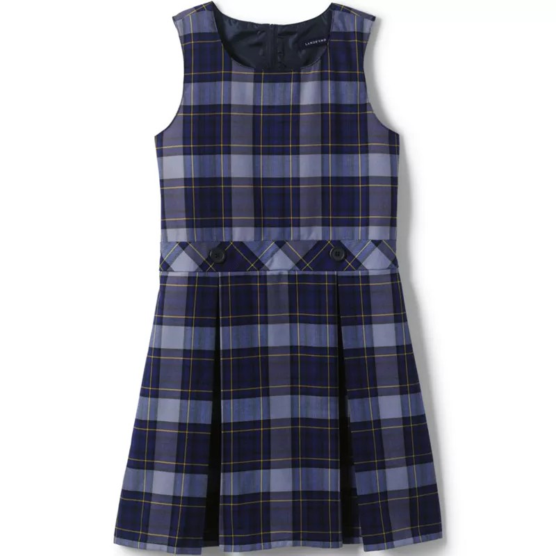 Girls Plaid Jumper Top of Knee, Front