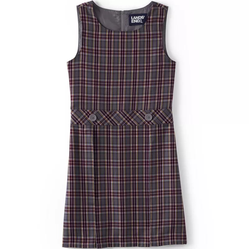 Girls Plaid Jumper Top of Knee, Front