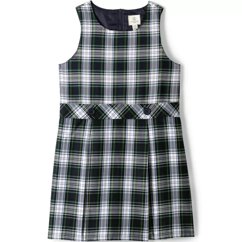 Girls Plaid Jumper Top of Knee, Front