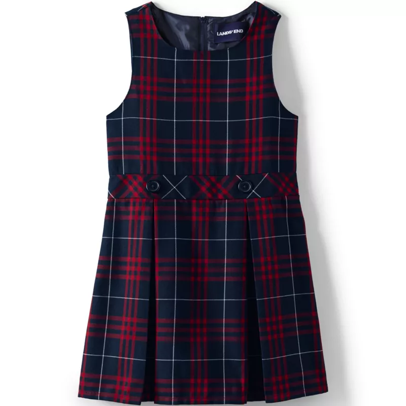 School Uniform Girls Plus Plaid Jumper Top of Knee, Front