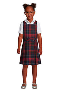 School Uniform Girls Top of Knee Plaid Jumper, Front
