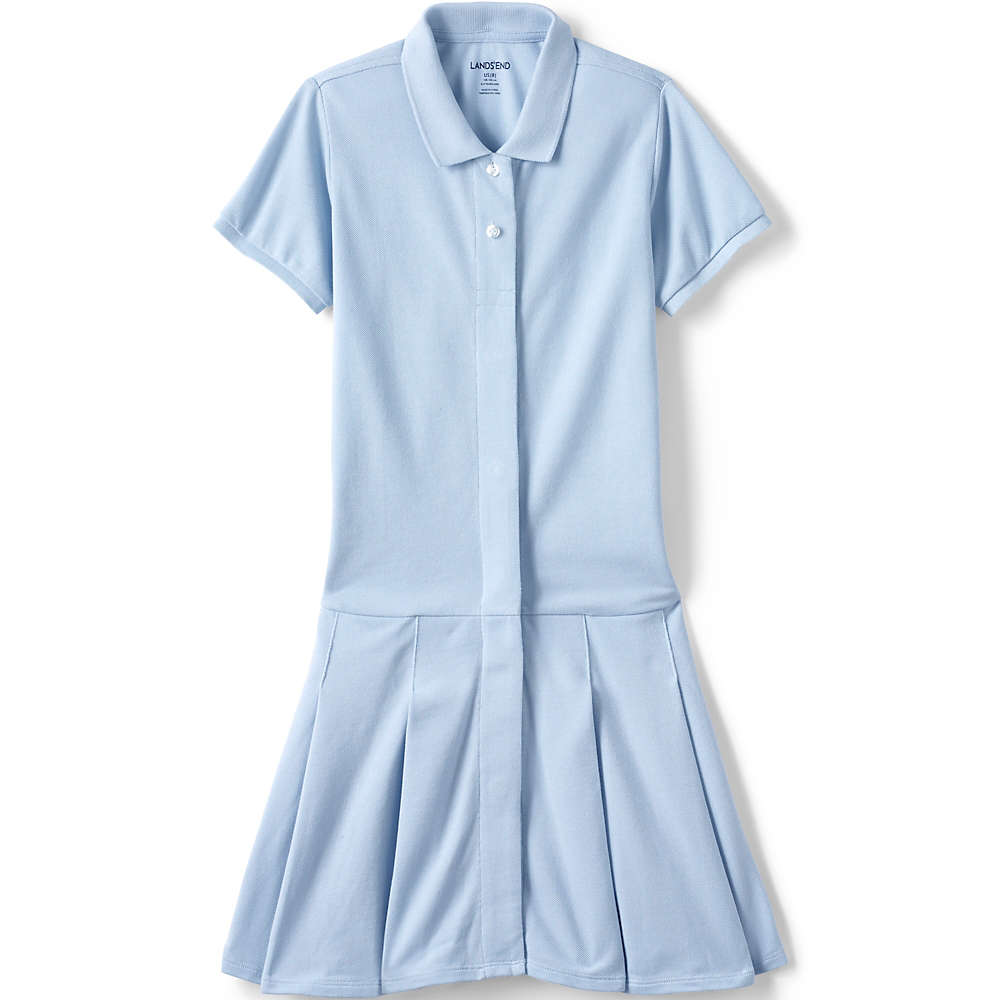 Lands' End School Uniform Girls Plus Short Sleeve Mesh Polo Dress at The Knee 7 Classic Navy 