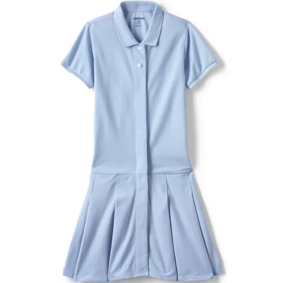 Girls Adaptive Short Sleeve Mesh Polo Dress at the Knee - primary