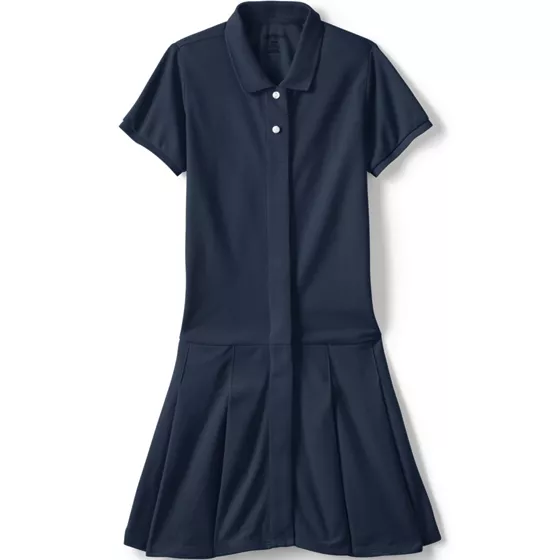 Girls Adaptive Short Sleeve Mesh Polo Dress at the Knee - primary