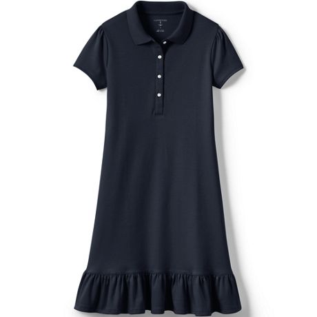 HUND Girls Ruffled Casual Dress Short Sleeve School Uniform Polo Dress Shir Cotton Knit Polo Tennies Dress Size 8 