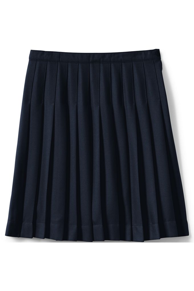 Girls Pleated Skirt Below the Knee - Lands' End - Blue - 4