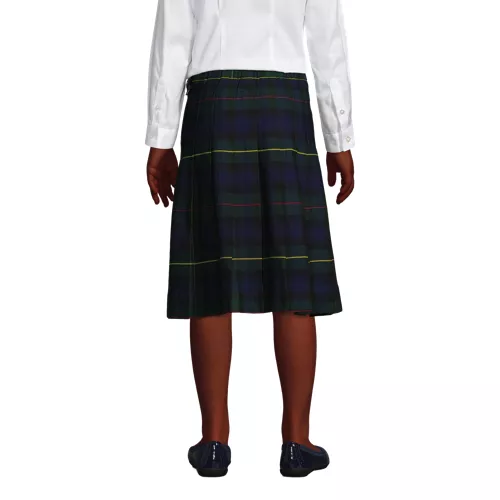 School Uniform Girls Plaid Pleated Skirt Below the Knee, Back